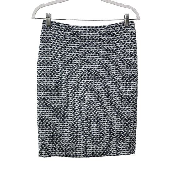 Calvin Klein Skirt Tweed Geometric Pencil Straight Mini Lined Blue Black Size 2 - Picture 2 of 11